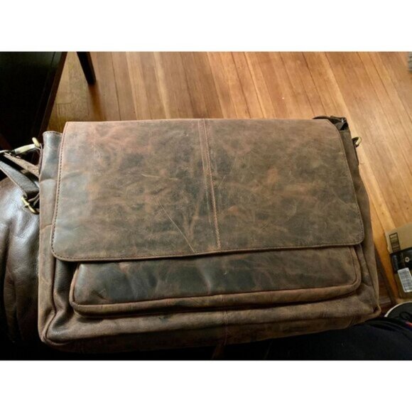 🆕Men and Women Wood Oak Leathers Laptop Briefcase Messenger Bag - Picture 3 of 9